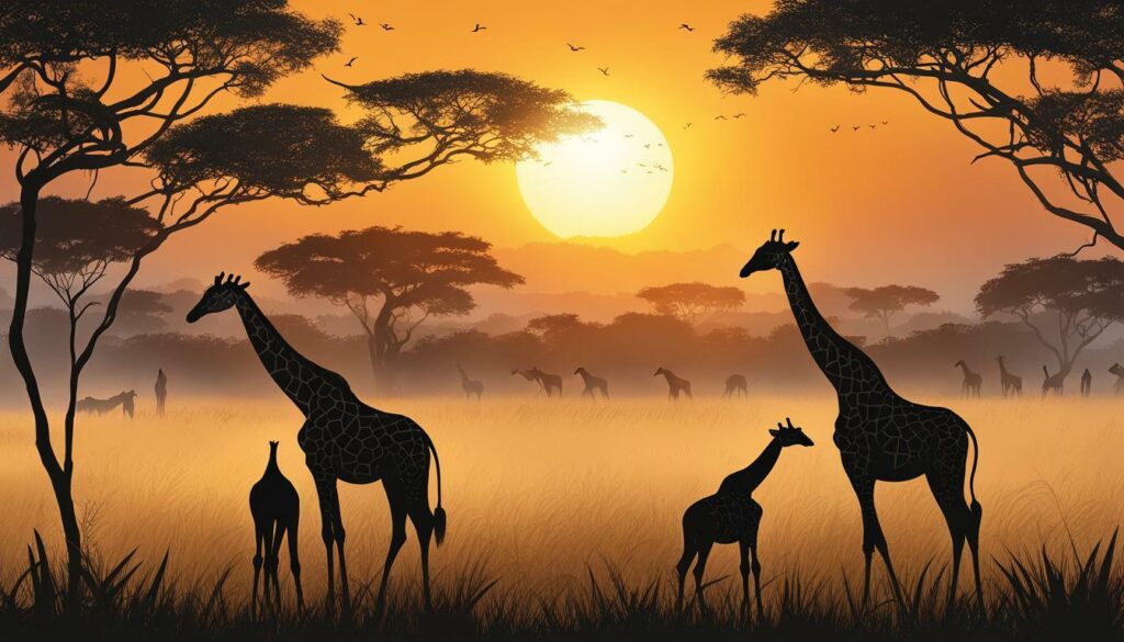 Black giraffes in their natural habitat